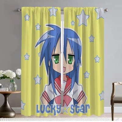 Rideaux Lucky Star pour Salon Rideau pour Chambre 2 Panneaux Rideaux d'Intérieur Maison Stores Décoration Halloween Cloison Caméra W50xH70cmx2pcs-CL blue