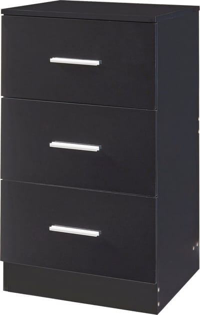 Nachtkastje Aurdal met 3 lades 66x37x34,5 cm zwart hoogglans