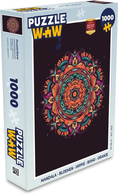 Puzzel Mandala - Bloemen - Hippie - Boho - Oranje - Legpuzzel - Puzzel 1000 stukjes volwassenen