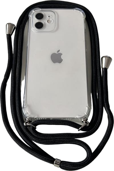 Anti Shock siliconen backcover met Koord - Geschikt voor iPhone 12 Pro - Transparant