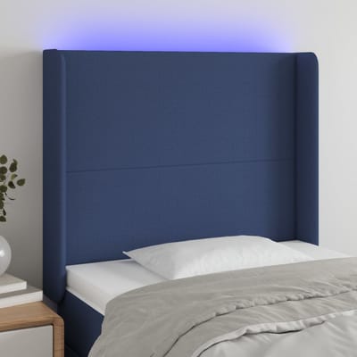vidaXL - Hoofdbord - LED - 103x16x118/128 - cm - stof - blauw