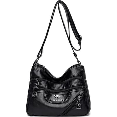 Dames Nieuwe Zachte Leer Modieuze en Veelzijdige Dubbellaagse Crossbody Tas Koreaanse Versie Grote Capaciteit Wasleer Kleine Tas