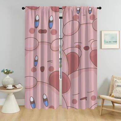 Kirby's Shades Gordijnen voor Slaapkamer Halloween Decoratie Raamgordijn voor Kamer 2 Paneel Scheidingswand Woonkamer Keuken Verduisterend Camera W50xH70cmx2pcs-CL