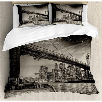 New York Beddengoedset Dekbed Dekbedovertrek Kussenslopen NYC Dat Nooit Slaapt Reflecties Op Manhat Beddengoedovertrek Tweepersoonsbedset AU King(245x210cm)