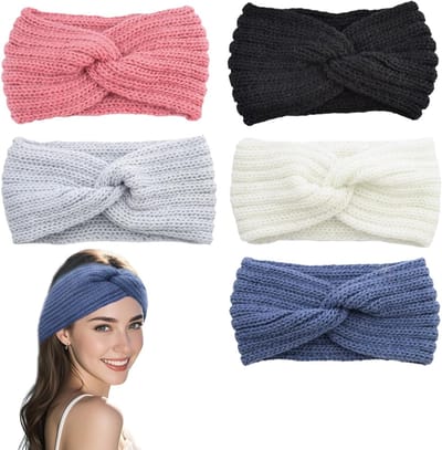 Haarbanden voor meisjes, 5-delige set in diverse kleuren, comfortabel en warm voor de winterse dagen