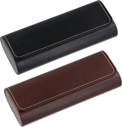 2 Stuks Harde Brilhoes, Draagbare Lichtgewicht Waterdichte PU Leren Brilcase, Schokbestendig en Duurzaam voor Mannen en Vrouwen, Geschikt voor de Meeste Brillen