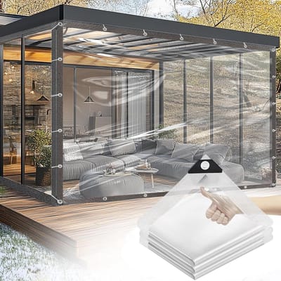 Waterdichte Zeil van 1.5x3.5m, Transparant en Weerbestendig, Met Oogjes, Ideaal voor Buiten en Tuinbescherming