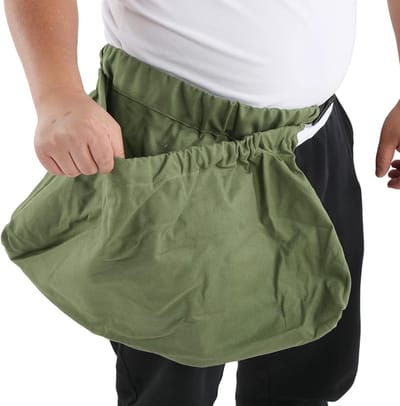 1 fruitpluk schort - 108×40×60 cm - Opvouwbaar - Tuin fruitpluk zak - Oxford stof fruitpluk schort - Geschikt voor citrusvruchten - Legergroen