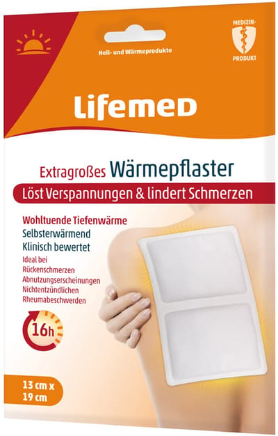 Lifemed Extra Grote Warmtepleister – 19 x 13 cm – Zelfverwarmend – Voor Rug, Nek & Spieren