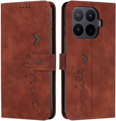 Coverup Hoesje - Geschikt voor Xiaomi 17T Pro Hoesje - Coverup Smile Book Case - Bruin