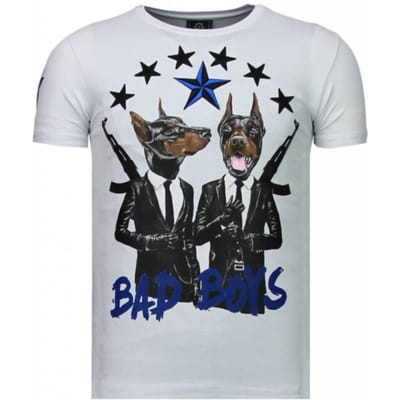 Local Fanatic Bad boys pinscher rhinestone t-shirt