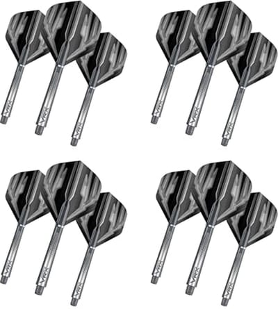 Dart Flights en Stems Combo - 4 Sets Standaard Vleugels en 4 Sets Medium Stelen