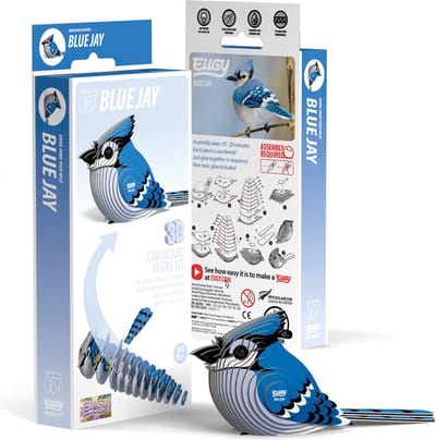 EUGY 3D Puzzel - Blauwe Gaai - Vogels - Duurzaam - Verzamel Ze Allemaal - 6 Jaar