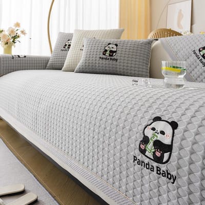 Ijszijde Sofa Hoes Zomer Koel Gevoel Sofa Kussen Cartoon Letter Geborduurd Universeel Sofa Kussen Woonkamer Huisdecoratie 70x70cm 1pcs