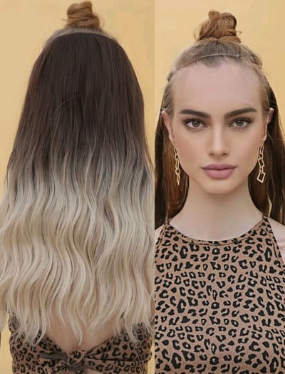 Mooie natuurlijk uitstralende haarextensions lichtbruin met blond 1 stuk 170gr 51cm lang