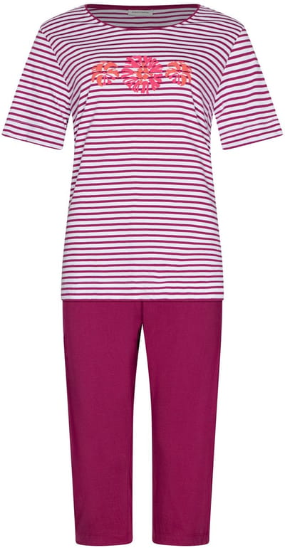 Pastunette - Pyjama - Paradise Pink - Bio Katoen - Wit/Donkerroze - Maat 36