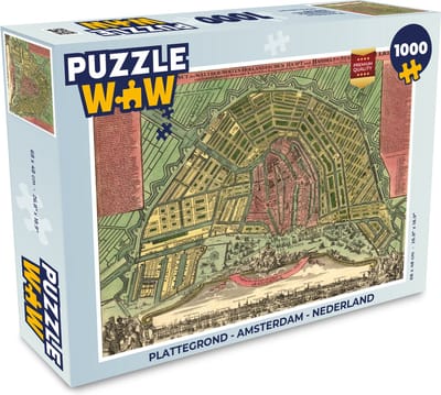 Puzzel Plattegrond - Amsterdam - Nederland - Legpuzzel - Puzzel 1000 stukjes volwassenen - Stadskaart