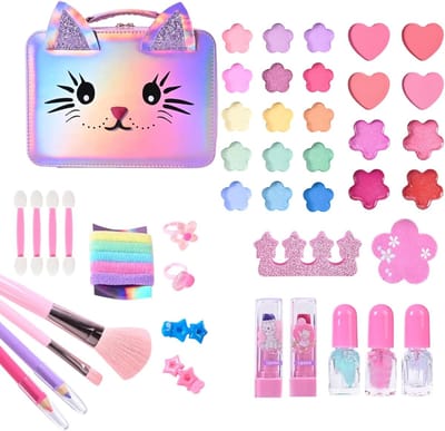 Kinder Make-up Set - Prinsessen Speelgoed - Rollenspel Verjaardag Feest - Wasbaar Cosmetica Kattenvorm