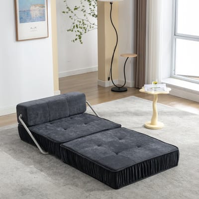 MODENUIT Slaapbank 186 x 93 cm - Opvouwbaar Zit- en Ligmeubel - Voor Woonkamer en Logeerkamer - Chenille Grijs