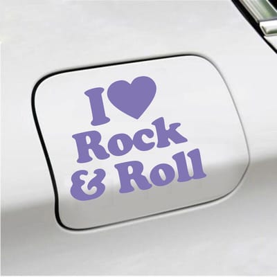 Bumpersticker - I Love Rock & Roll - 10,3 X 12,6 - Paars