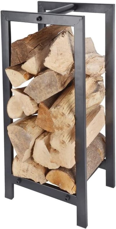 Brandhoutrek - Houtopslag Standaard - Hout Opslaan - Stevige Smeedijzeren - Hoog 60 Cm - Zwart