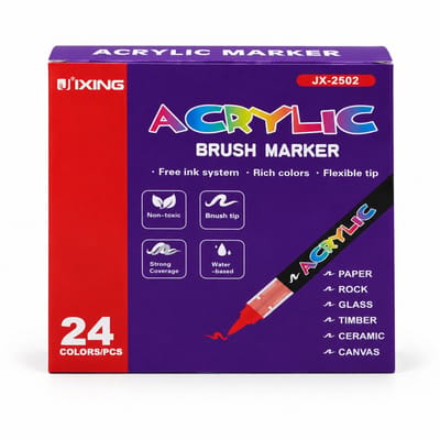 Direct-vloeibare acrylmarkers - 24 kleuren - verbeterde zachte punt - voor kunst en tekenen - basisverpakking