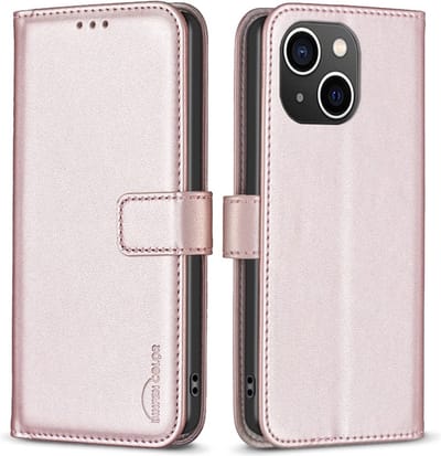 BINFEN Hoesje - Geschikt voor iPhone 13 / 14 Hoesje - BINFEN Color Book Case - Rose Gold