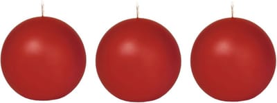 Trend Candles Bolkaars glad - 3x - rood - 7 cm - 16 branduren - ronde kaarsen