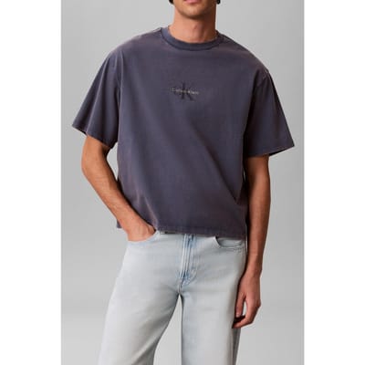 Calvin Klein Short Sleeve 90s Fit Monologo Tee Dark Denim Taglia: S | Magliette basic Outlet | Uomo | Blu