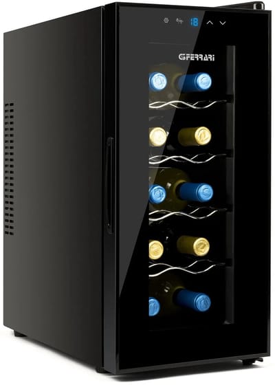 G3 Ferrari Riservetta 10 – Wijnkoelkast voor 10 Flessen – 35L – Instelbare Temperatuur 10–18°C – LED Display – Binnenverlichting – Thermo-elektrisch – Zwart