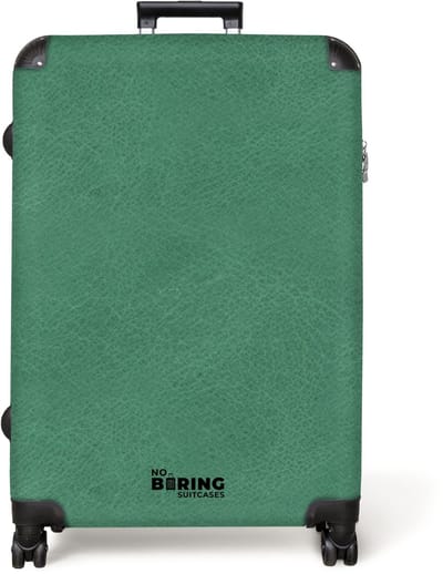 NoBoringSuitcases.com® - Koffer groot - Reiskoffer lichtgewicht - Lederen look blauw groen - Rolkoffer met 4 wielen - Grote trolley XL - 98 liter bagage