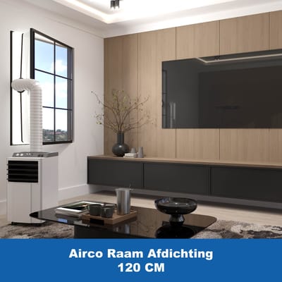 Raamafdichtingskit Mobiele Airco 120 CM – Universele Airco Raamafdichtingskit 1,2 Meter - Afvoerslang Airco - Klein Raam en/of Venster – Transparant – Tegen Insecten - Verhoogt Prestaties Airco