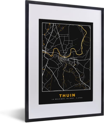 Fotolijst incl. Poster - Goud - Thuin - Stadskaart - Kaart - Plattegrond - 30x40 cm - Posterlijst