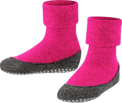 FALKE Cosyshoe Teens Noppen op de zool wol huissokken kinderen pink - maat 33-34