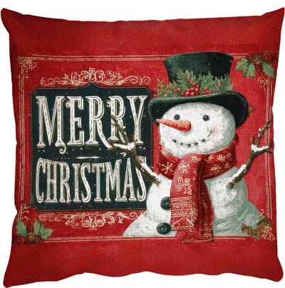 Sierkussens - Kussentjes Woonkamer - 50x50 cm - Klassiek - Kerstgroet - Sneeuwpop - Rood