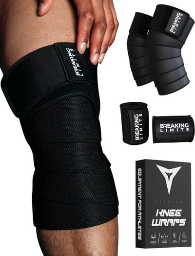 Breaking Limits Knee Wraps – Knee Sleeves Powerlifting – Knie Straps - Fitness & Crossfit - Knie Brace - 2 Stuks