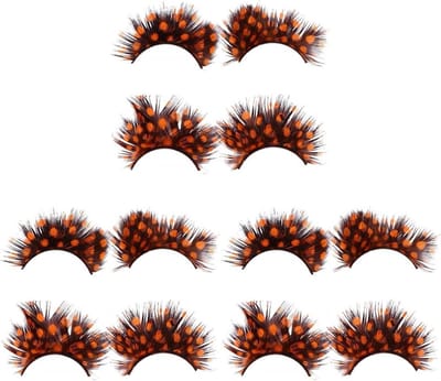 Cosensi - Valse Wimpers Set Oranje - Synthetische Kunstwimpers - Natuurlijke Verenwimpers voor Halloween Kostuum met Jezus Motief - Inclusief Oogschaduw