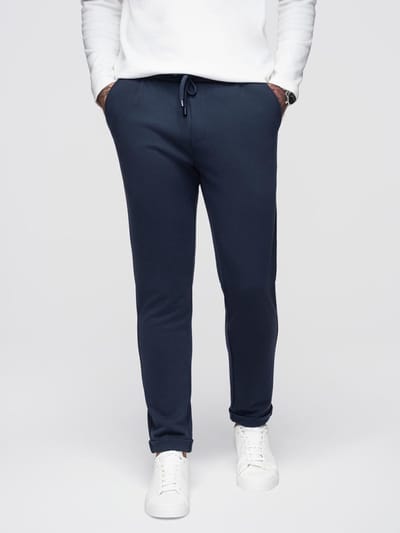 OMBRE Broek - Regular Fit - Viscose - Effen Marine S
