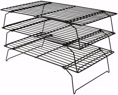 Cake Rack - Koelrek Bakken - Bakproducten Koelen - Opvouwbaar Stapelbaar - 40 x 25 x 20 cm - Zwart
