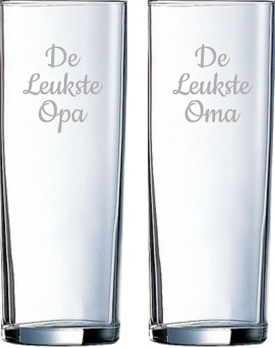 Gegraveerde longdrinkglas 31cl De Leukste Opa- De leukste Oma