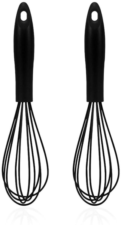 QTTVBTNA Eierklopper Siliconen - Handmixer - Anti-aanbak - Anti-Krab - 10 inch - 2 stuks - zwart
