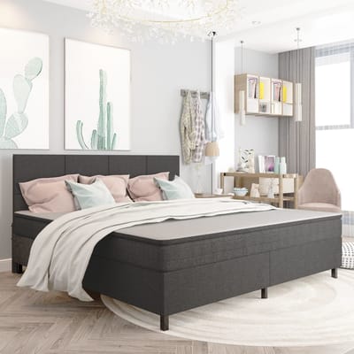 vidaXL - Boxspring - stof - donkergrijs - 200x200 - cm