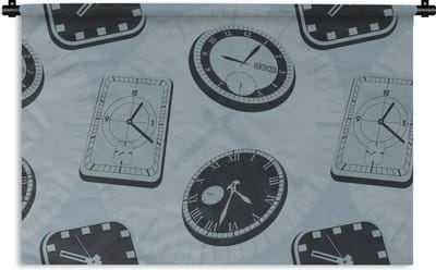 Wandkleed - Wanddoek - Klok - Patronen - Vintage - 90x60 cm - Wandtapijt