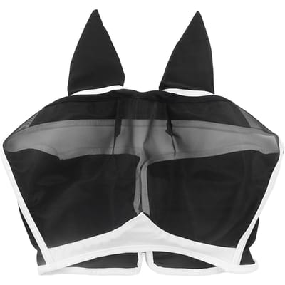Masque anti-mouches pour chevaux en tissu tricoté élastique doux et respirant, anti-moustiques et anti-mouches, masque pour chevaux avec oreilles gray