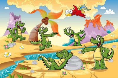 Fotobehang - Crocodiles 375x250cm - Vliesbehang