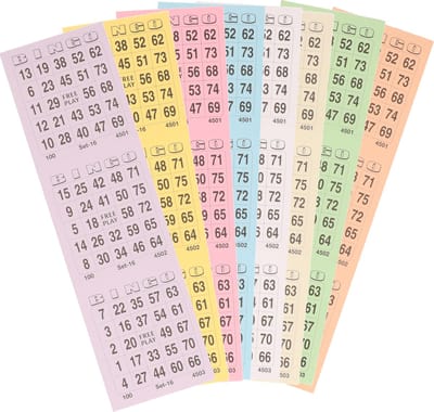 Bingokaarten - 8x - 100 velletjes - nummers 1-75 - Bingospel