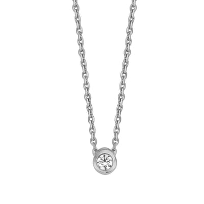 New Bling 9NB-0522 Zilveren Ketting met Hanger - Zirkonia - 3 mm - Ankerschakel - 40 + 5 cm - Zilver