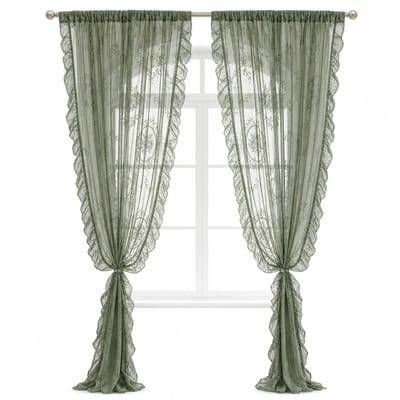 VHV - Gordijnen - Vintage kanten gordijnen - bloemenruches voor raamdecoratie - Voor woonkamer en slaapkamer