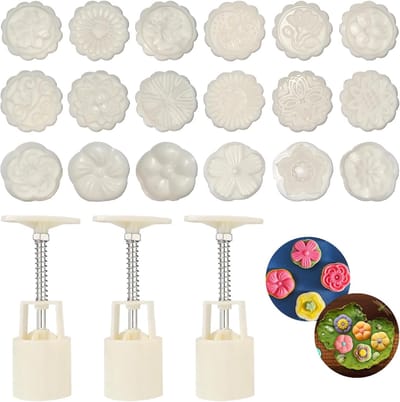 21-delige Set Badbommen Pers Vormen met 18 Bloemen Stempels voor DIY & Maan-/Desserttaartjes