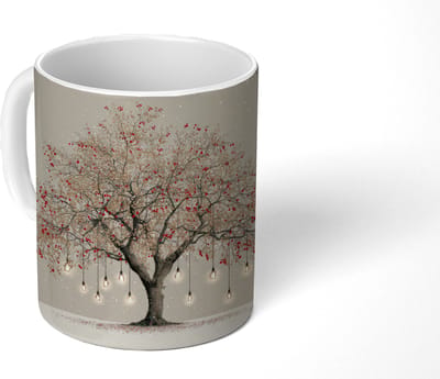 Mok - Koffiemok - Lichtboom - Winter - Kerst - Meerkleurig - Mokken - 350 ML - Beker - Koffiemokken - Theemok
